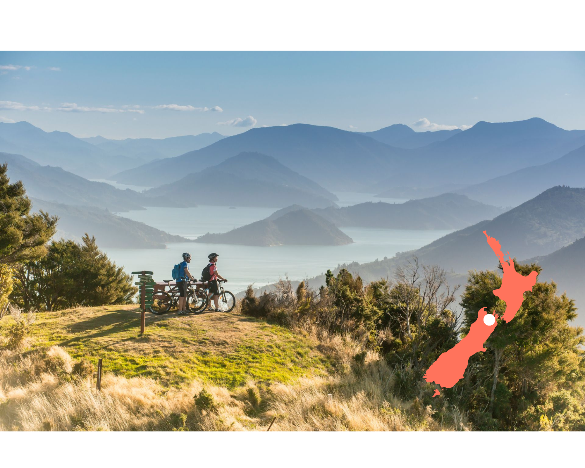 Biking above the Marlborough Sounds